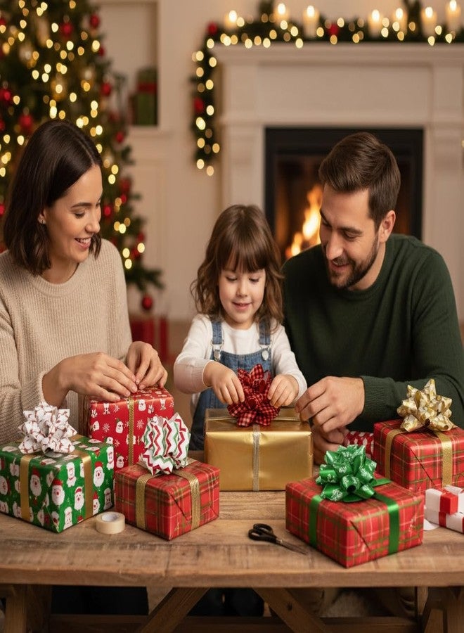 كول جوي مجموعة كول جوي المكونة من 24 قطعة من شرائط تغليف هدايا عيد الميلاد - شرائط سهلة وسريعة لتغليف الهدايا وزجاجات النبيذ والسلال وتزيين شجرة هدايا عيد الميلاد - Image 4